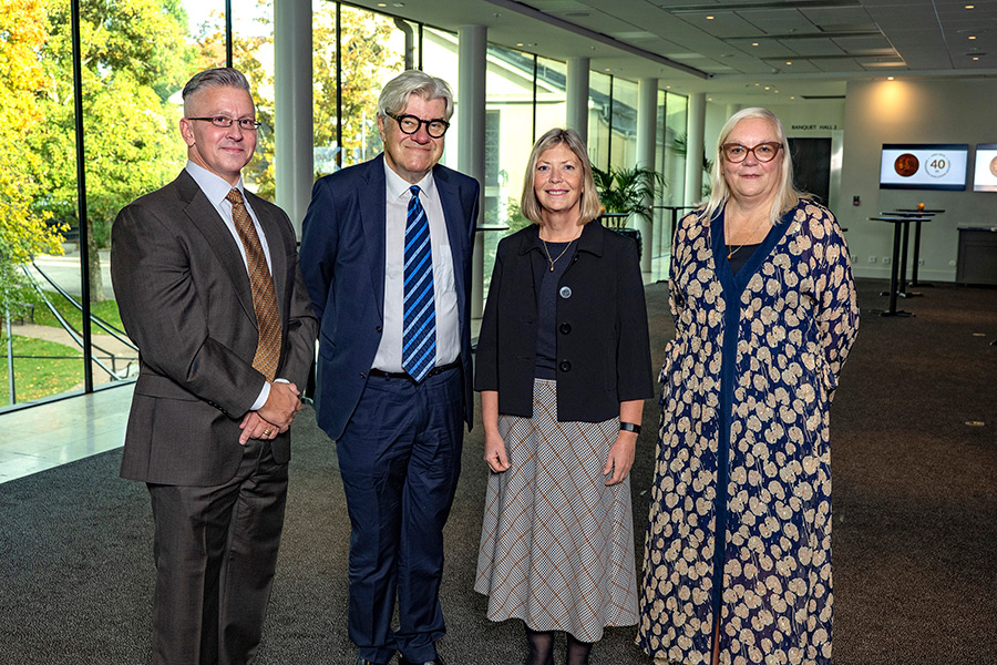 Kristian Bolin, professor i hälsoekonomi, Olle Larkö, styrelseledamot i Lundbergs Forskningsstiftelse, Ewa Wikström, professor i Health Governance, Christina Backman, ordförande Lundbergs Forskningsstiftelse